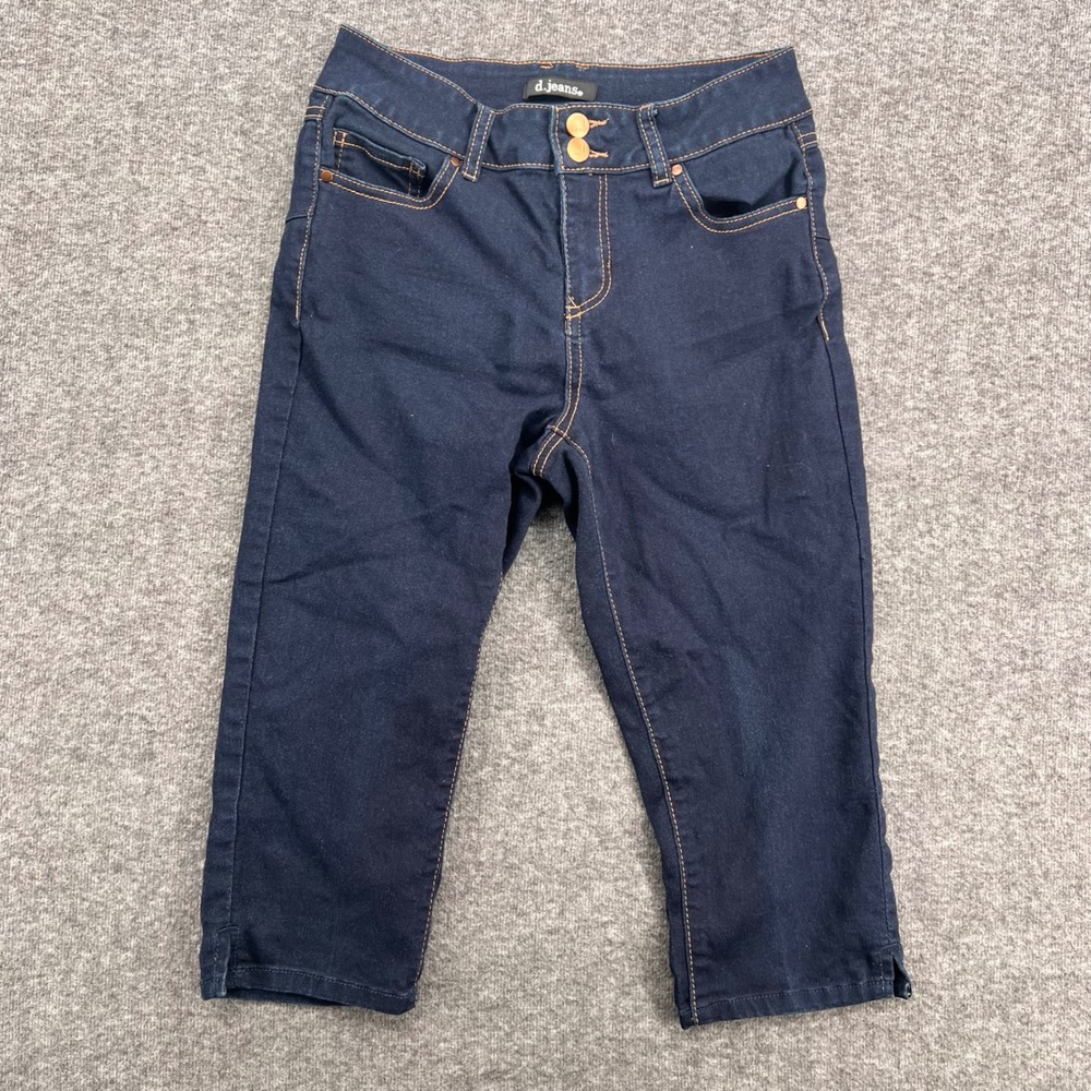 d.jeans Womens Dark Wash Double‎ Button Capri Cropped Jeans Size 4 Short Casual